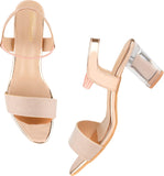 Shoetopia Women'S & Girl'S Copper Transparent Block Heels Sandals,Copper,8,B09NC1FG24