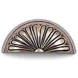 JETLAND Cabinet Hardware Cup Pulls - 4 Pack, Antique Brass Petal Pattern, 3 Hole Centers, Vintage Pulls for Drawer Dresser Night