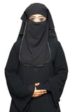 WomenS Envius_Georgette Black With Golden Pippen 4 Layer Muslim Scarf For Female Nose Peace