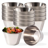 120 Pack] 4 oz Stainless Steel Sauce cups - Individual Round condiments Ramekins, commercial grade SafePortion Dipping Sauce Kit