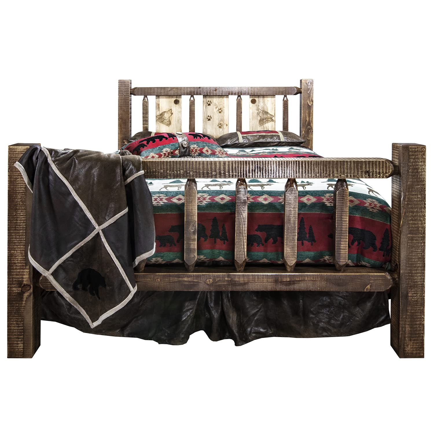 Montana Homestead California King Bed In Stained And Lacquered Mwhccakbsllzwolf