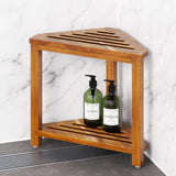 Kzeirm Corner Shower Stool for Inside Shower, 14 Shower Foot Rest Stool for Shaving Legs, Acacia Wood Corner Shower Shaving Step
