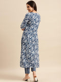 Gosriki Women'S Cotton Blend Printed Straight Kurta With Pant (Vishu Blue-Nwg-Gs_L_Blue_Large),Blue,,B0CBPQDW25