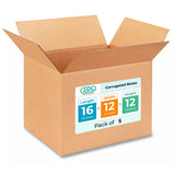 Medium Shipping & Moving Boxes 16 x 12 x 12 inches (5-Pack) - Extra Strength 200 lb vs Regular - Corrugated Boxes for Packaging 