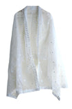 India Scarves Net Cut Goldan Embroidered Floral Design Dupatta White 1 (, 240X100)