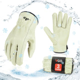Vgo... 3 Pairs 32? Lined Pigskin Leather Work and Driver Gloves, For Heavy Duty, Truck Driving, Warehouse, Gardening, Farm (Size