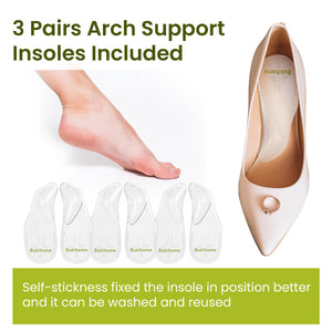 Bukihome Arch Support Shoe Insoles for Flat Feet,3 Pairs Gel Arch Inserts for Plantar Fasciitis, Adhesive Arch Pad for Relieve P