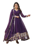Wedani Faux Georgette Embroidered Anarkali Kurta Set For Womens (In Alpha S Regular Purple),PURPLE,S