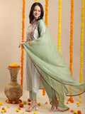 Gosriki Women'S Rayon Blend Embroidered Straight Kurta With Pant & Dupatta (Farigup-Green-Vks01-Gs_L_Green_Large),Green,,B0DK9QCW31