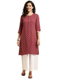 rangita Red Rayon Knee Length Printed Straight Kurti for Women | Kurta for Women_2XL