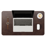 YSAGi Genuine Leather Desk Mat, 23.6x13.8 Office Desk Pad, Thick Desk Pad Mat with Stitched Line, Non-Slip Desk Mat with Rubber 