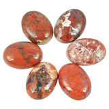 Loveliome 18x25 mm Oval Cabochons Flatback Crystal Healing Stone for Jewelry Making DIY Pack of 6, Red Jasper