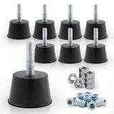NEWBYTEK Adjustable 1/4 Rubber Threaded Furniture Levelers - 8 Pack | Screw-in Table Chair Feet Glides for Chairs, Tables, Cabin