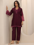 Libas Women'S Silk Blend Co-Ords (99434 Burgundy Xl
