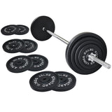 Fitvids Cast Iron 1 Standard Weight Plates Including 5FT Standard Barbell Bar & Star Locks, 95 Pounds Set (85 Lbs Plates + 10 Lb