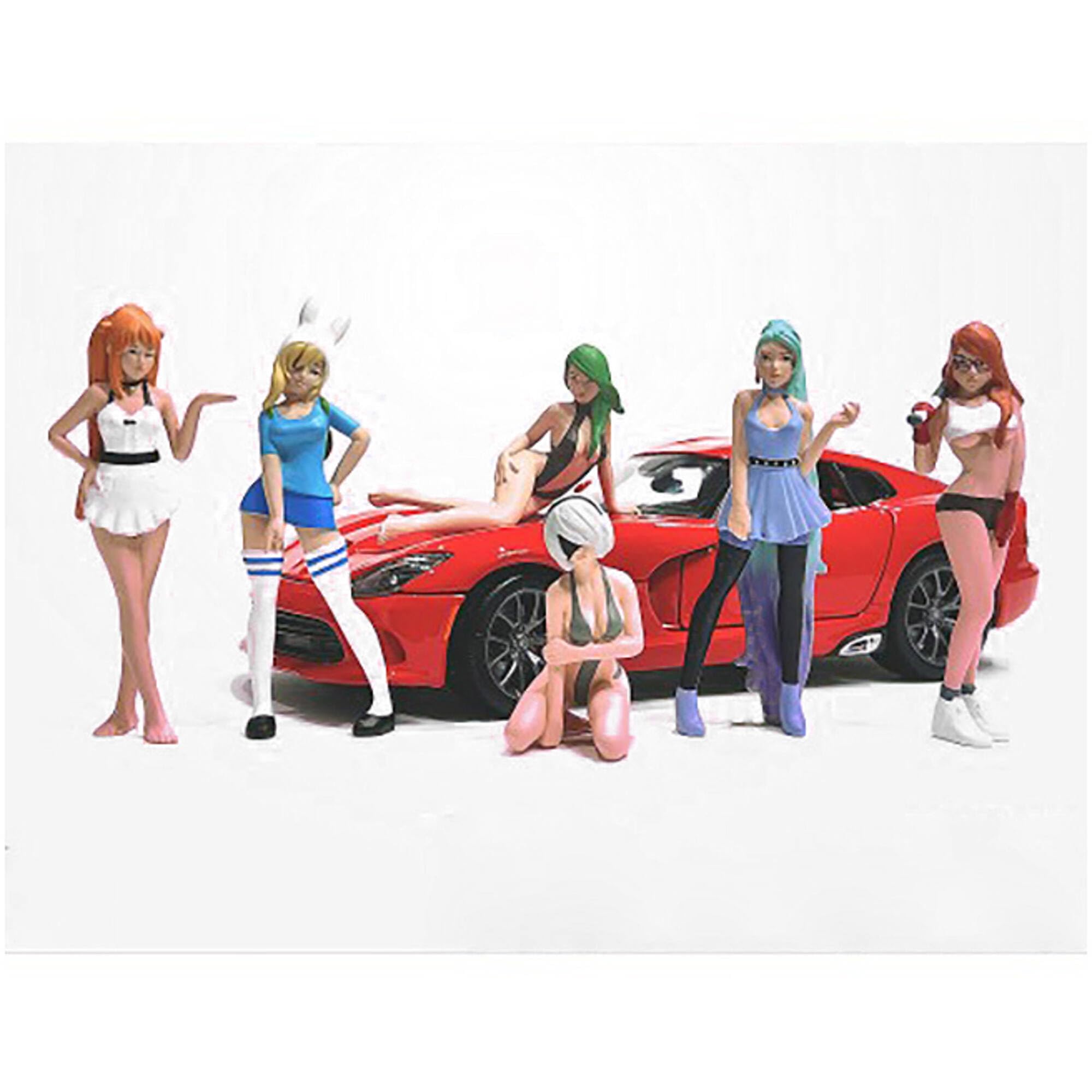 'Cosplay Girls'' 6 Piece Figure Set For 1/24 Scale Models By American Diorama