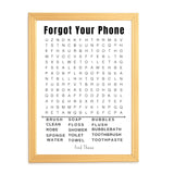 Mira Mest Forgot Your Phone Bathroom Wall Decor Frame | Funny Word Search Poster | Ready To Hang Toilet Wall Art For Washroom, R