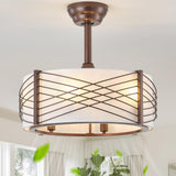 Gryalcy 20 Fandelier Ceiling Fans with Lights, Brown Caged Boho Ceiling Fan with Light Remote Control, Mid-Century Modern with 6