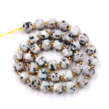Malahill Wholesale Natural Faceted Stone Beads for Jewelry Making Sold per Bag 5 Strands Inside Cube Lotus Jasper 6mm