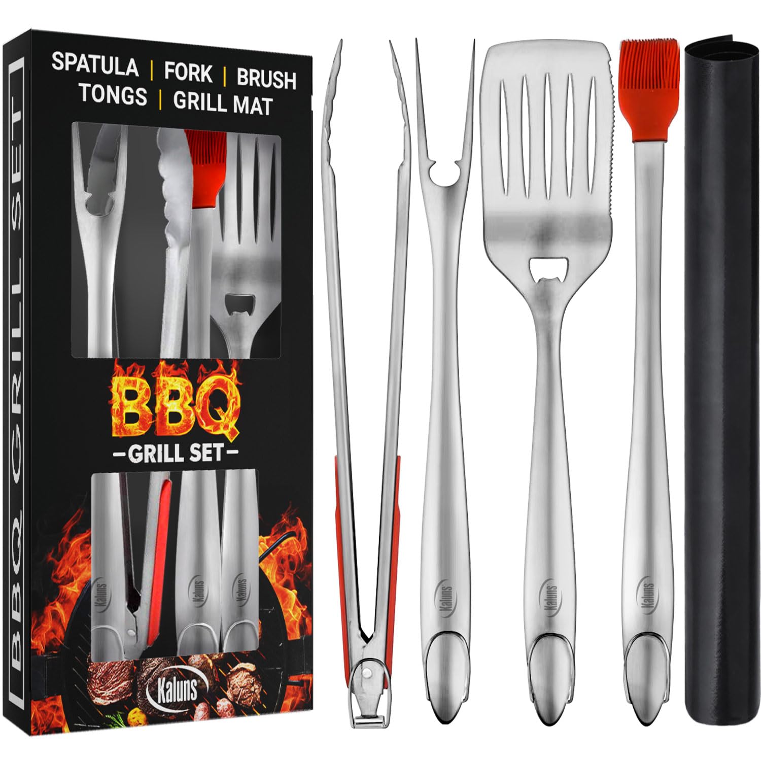 Kaluns BBQ Grilling Accessories, Grilling Gifts for Men Dad, Grill Tools for Outdoor Grill, Heavy Duty Stainless Steel Grill Set