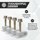 THE CIMPLE CO - Single Coaxial Cable Clips, Cat6, Electrical Wire Cable Clip, 1/4 in (6 mm) Screw Clip and Fastener, White (50 P