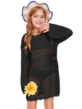 Batermoon Girls Crochet Long Sleeve Swimsuit Cover Up Kids Fashion Hollow Out Swimwear Beach Dress 5-14 Years-New