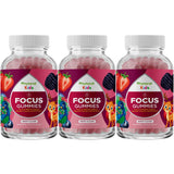 Vegan Kids Focus Gummies - Potent Chewable Brain Support for Children - Enhances Concentration & Memory - Calming Supplements & 