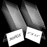 Fulmoon 30 Pcs Mini Acrylic Sign Holder, 2 x 3.5 Inches Small Clear Sign Display Holder Acrylic Name Plate for Desk Horizontal N