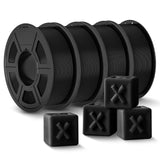 JAYO PLA+ Filament 1.75mm,3D Printer Filament PLA Plus Dimensional Accuracy +/- 0.02 mm, 1.1 Kg Per Spool, Black Pack of 4