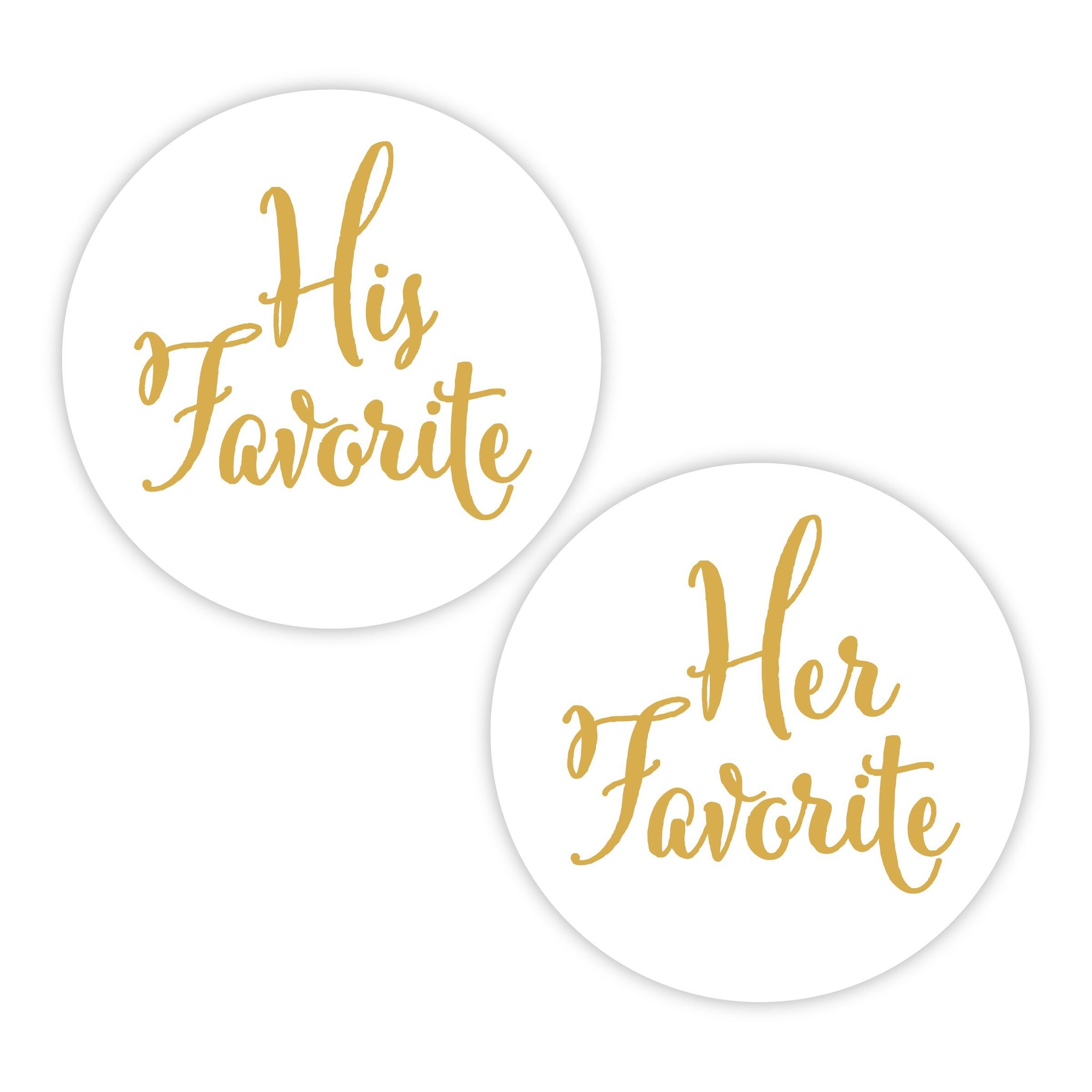 His Favorite & Her Favorite Wedding Stickers, Choose Your Colors, Wedding Favor Stickers (#376-GL)