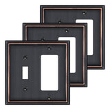 Combination Metal Light Switch Covers Wall Plate, 1 Toggle/1 Decorator Switch Plate Outlet Covers Oil Rubbed Bronze Decorative 2