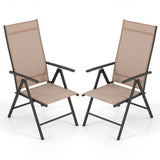 Giantex 2 Pack Folding Patio Chairs, High Back Outdoor Chairs with 7-Level Adjustable High Backrest, Portable Reclining Chairs f
