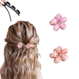 PreciRise 2 Pcs Small Mini Pearl Claw Clips with Flower Design, Sweet Artificial Bangs Clips Decorative Hair Accessories for Wom