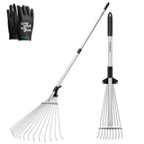 VIVOSUN 2-Piece Leaf Rake Set - Adjustable Garden/Camping Rake with 15/9 Tines, Collapsing Tines & Telescopic Handle (64'' & 30'