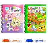 Magic Water Book, Reusable Drawing Coloring Book with Water Pen, Ocean Theme, Educational Learning Toy for Kids (Pack of 2)