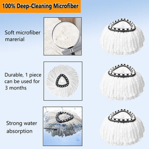 12Pack Spin Mop Replacement Heads,100% Microfiber Mop Head Replacement Compatible with Triangle Spin Mop, 360 Degree Spin Mop Re