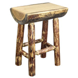 Montana Woodworks Glacier Country Collection Counter Height Half Log Barstool with Exterior Stain Finish