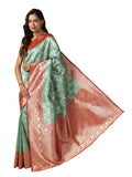 Leriya Fashion Saree for Women | Golden Saree for Women | Cotton Silk Saree for Women | (Light Green)