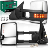 YHTAUTO Power Adjusted Heated Towing Mirrors Fit Toyota 07-21 Tundra, 08-17 Sequoia, Arrow & Turn Signal & Backup Running Light,