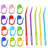 Crochet Stitch Markers Set (25 Pcs Multicolor Locking Clips) With 5 Large Eye Yarn Needles | Plastic Darning Tapestry Needles Ki