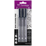 Tombow 66403 MONO Drawing Pen, 3Pack. Create Precise, Detailed Drawings with Three Tip Sizes 01, 03 and 05