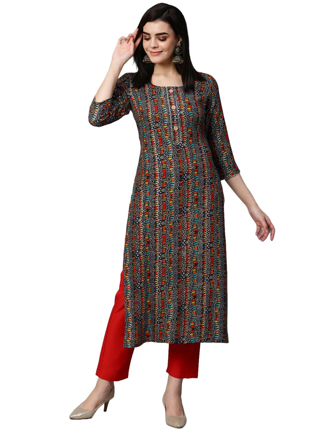 Gosriki Women'S Cotton Blend Straight Printed Kurta With Pant Set (Parjapati Blue-Gs_Xxl_Blue_Xx-Large),Blue,2,B0CK5WPPS7