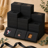 Festiko Black Gift Boxes with PVC Window for Gift Packaging, Bakery Treats & Handmade Products, 9 x 6.5 cm Elegant Presentatio