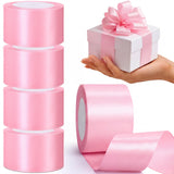 Zeyune 4 Rolls 2x 24 Yard Pink Satin Ribbon Double Face Wide Wedding Ribbon for Gift Wrapping, Wedding Decoration, Hair Bow,