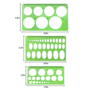 10 Pieces Green Plastic Drawings Templates Measuring Templates Geometric Rulers for School and Office Supplies