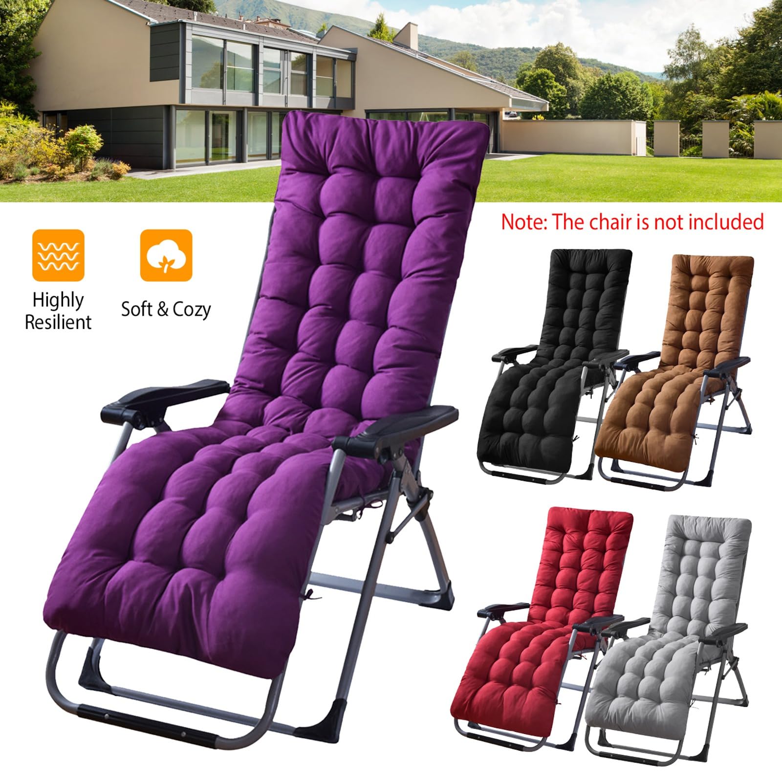 KOCASO 67x22x3in Chaise Lounger Cushion Bench Patio Recliner Rocking Chair Sofa Mat Deck Chair Cushion Indoor Outdoor Furniture