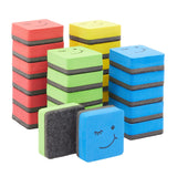 24 Pack Magnetic Mini Dry Erase Board Erasers for Teachers, Classroom Whiteboard, School Supplies, Smiley Face (4 Colors, 2x0.7 