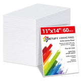 Simetufy 11 x 14 inch 60 Pack Painting Canvas Boards- Gesso Primed Acid-Free 100% Cotton Flat Canvas Panels for Acrylics Oil Wat