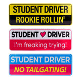 3pcs Student Driver Car Magnets, 3 Styles High Reflective Beginner Driver Safety Signs Cute Magnetic New Learner Drivers Bumper 