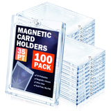Succwoah 100ct Magnetic Card Holder for Trading Cards, 35 PT One Touch Card Sleeves, Hard Plastic Card Protectors Top Loaders Di